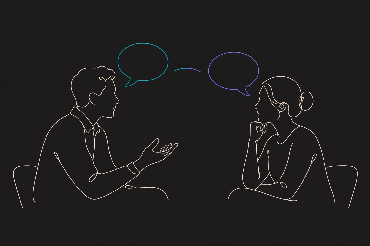 Lineare Illustration eines Coaching-Gesprächs